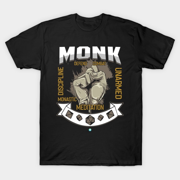 Monk Tabletop Class Pen and Paper DnD Gift T-Shirt by woormle